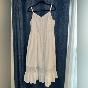 Torrid Voile Stripe Lace Bright White Sleeveless Midi Dress Women's 0 Large L
